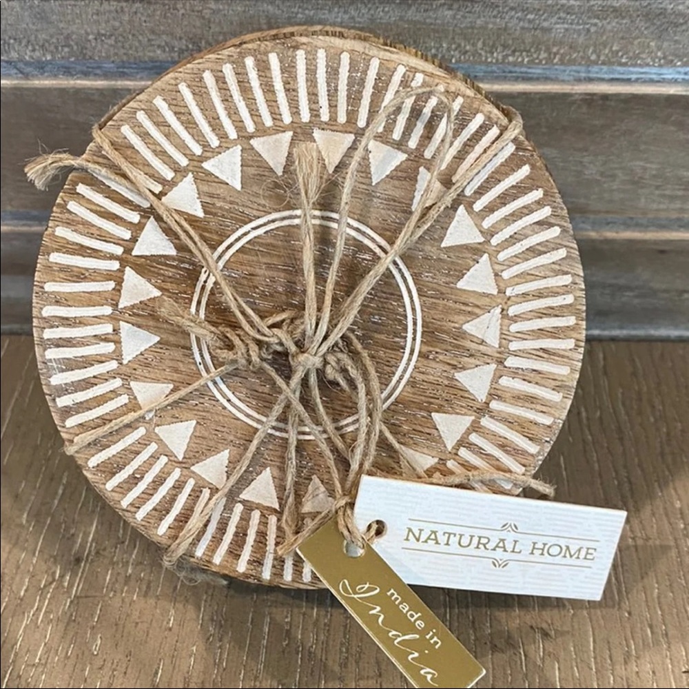 Sun Etched Wood Coasters Set of 4 ☀️